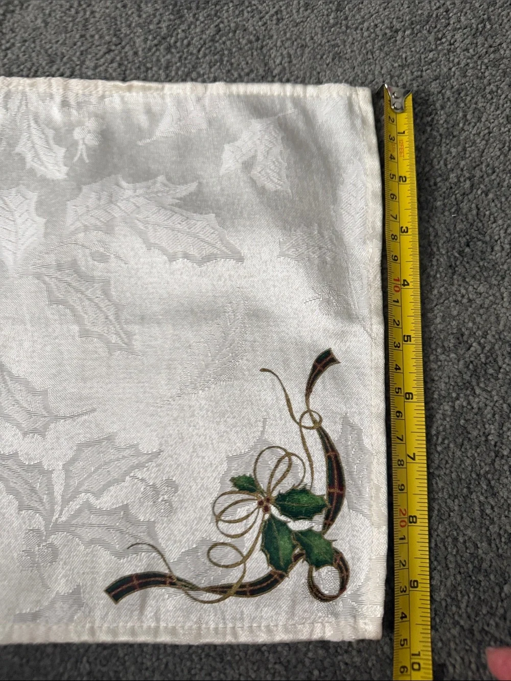 Vintage Lenox Holiday Jacquard Cocktail Napkins w/Green Holly Accent set of 12